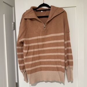 Striped Tan and Cream Sweater